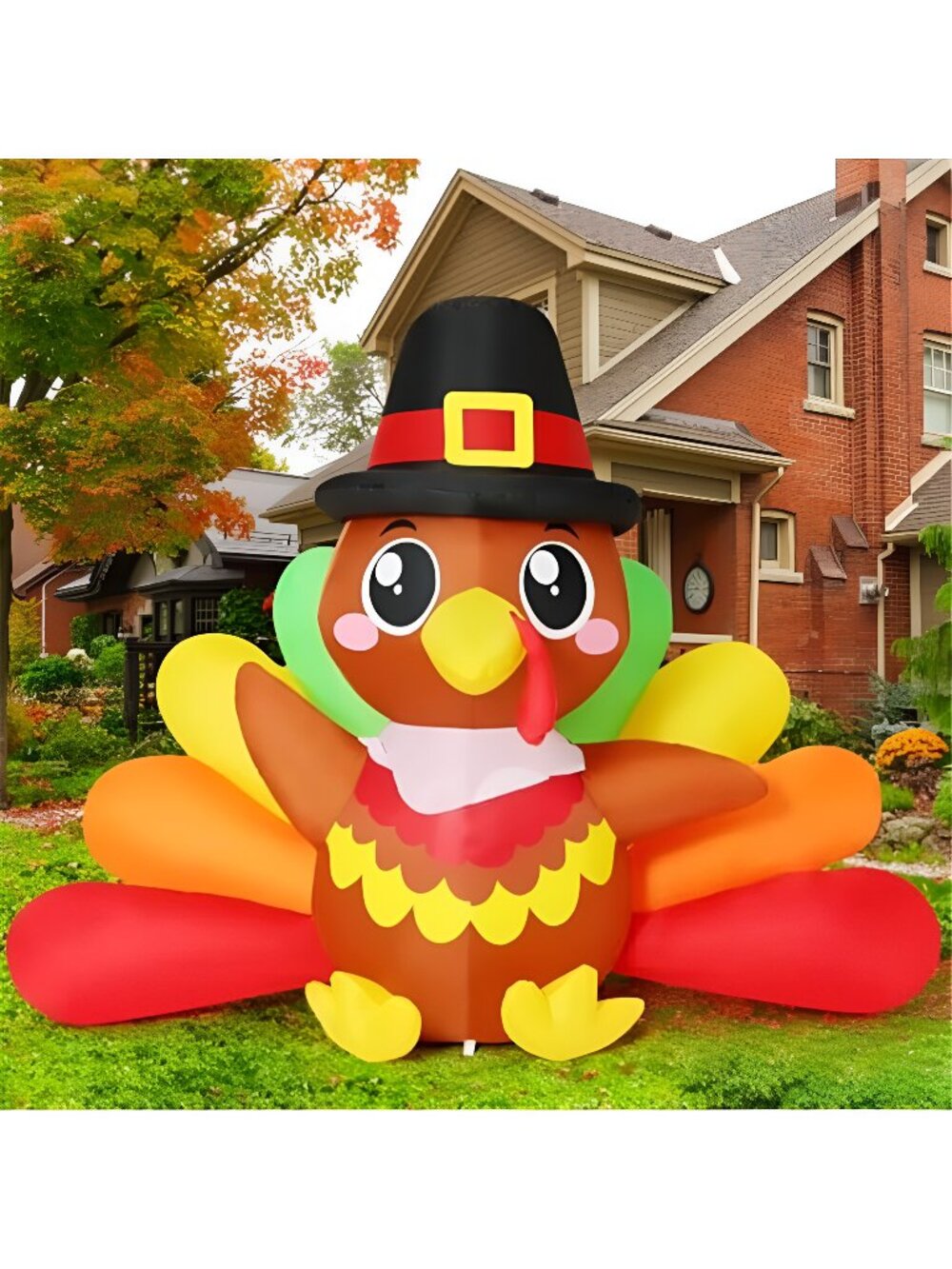 GOOSH 7 FT Long Thanksgiving Inflatables Baby Turkeys Outdoor Decorations Blow